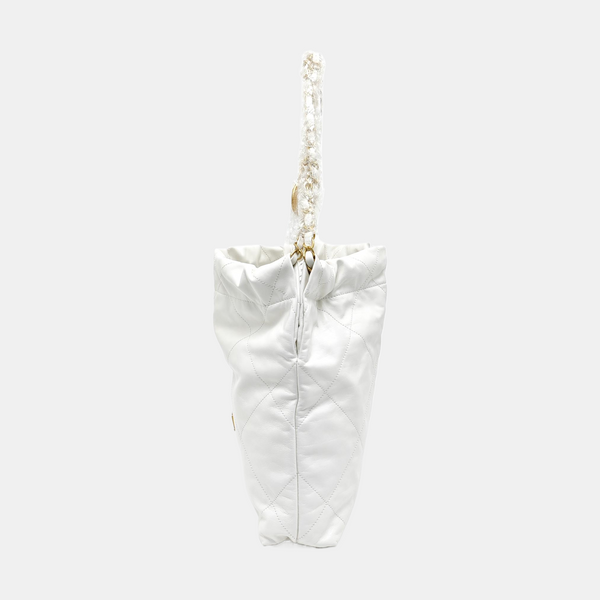 CHANEL 22 Small Quilted Calfskin White