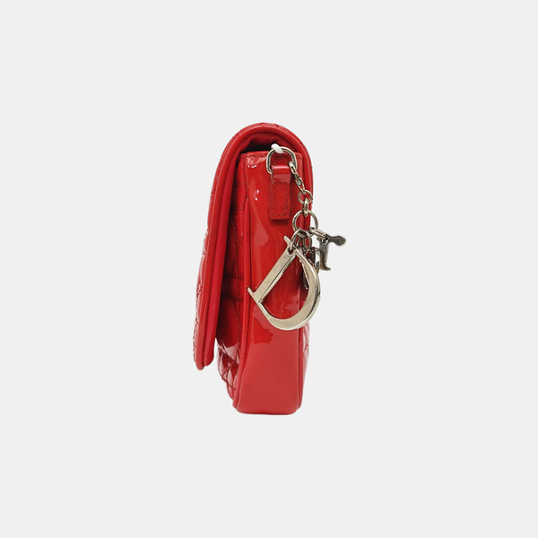 Lady Dior Small Quilted Patent Leather Red