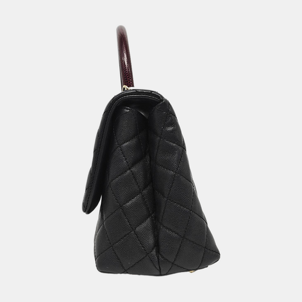 COCO HANDLE Medium Quilted Grained Calfskin Black
