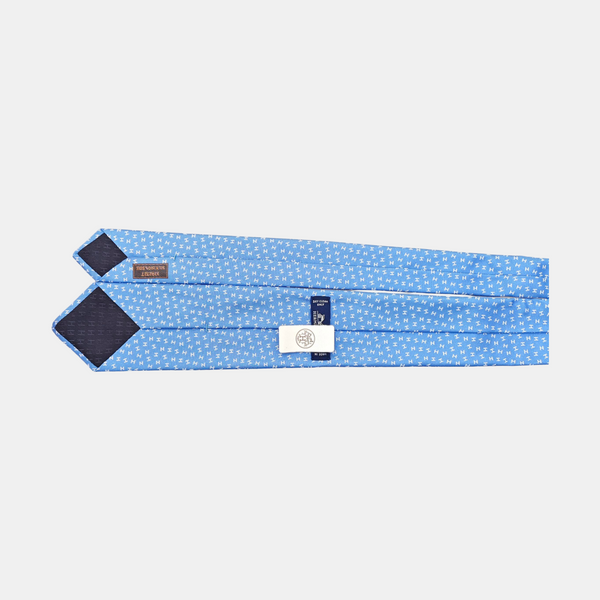 Corbata azul de seda de morera