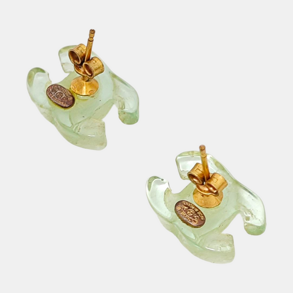 CC Logo Metal Green Stud Earrings