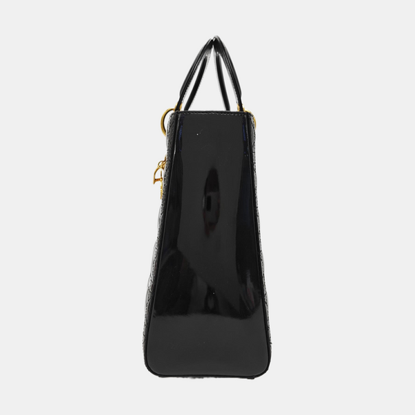 Lady Dior Large Patent Leather Black