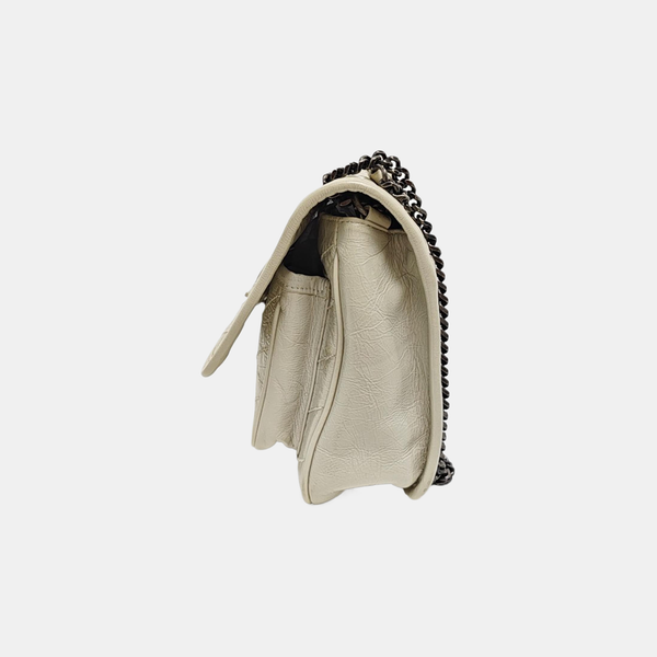 NIKI Small Chevron Calfskin White