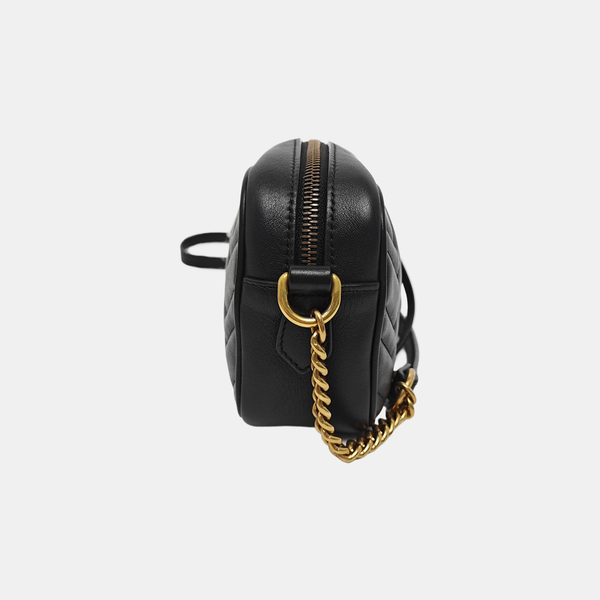 Authenticated pre-owned GG Marmont Mini Quilted Calfskin Black - Shoulder Bag at Looply