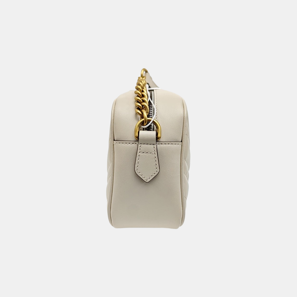 GG Marmont Small Quilted Calfskin White