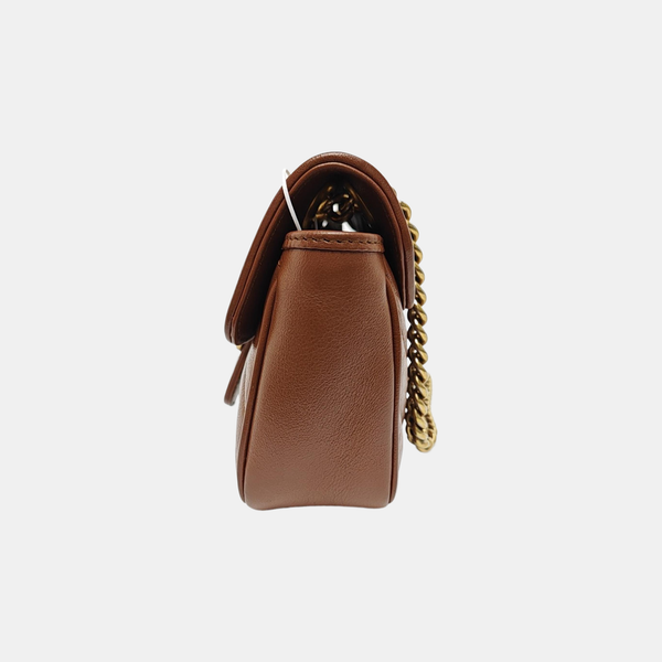 GG Marmont Small Quilted Calfskin Brown