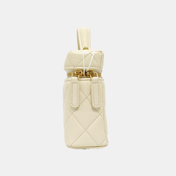 Quilted Grained Calfskin Shoulder Bag Yellow