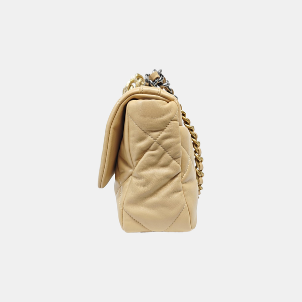 CHANEL 19 Small Quilted Lambskin Beige