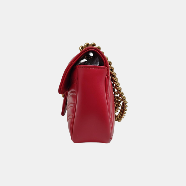 GG Marmont Small Quilted Calfskin Red