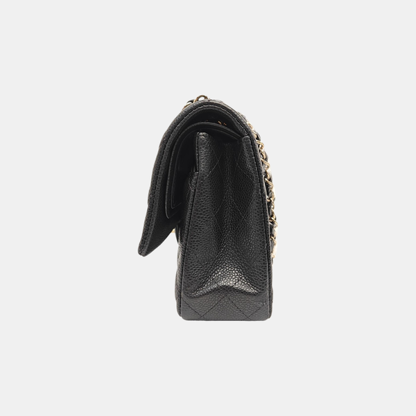 CLASSIC FLAP Medium Quilted Grained Calfskin Gray
