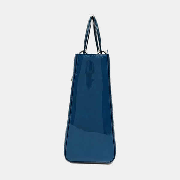 Lady Dior Large Cannage Patent Leather Blue