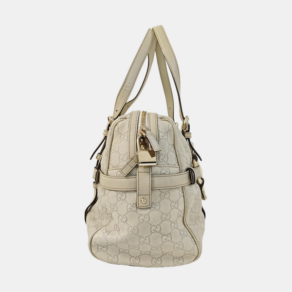 Monogram Calfskin Top Handle Bag White