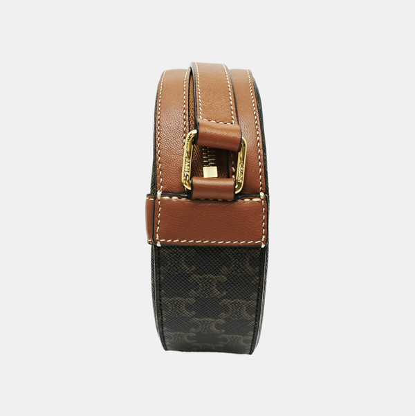 TRIOMPHE ROUND Mini Coated Canvas Brown