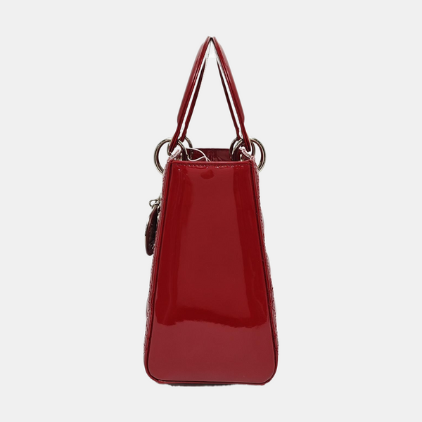 Lady Dior Medium Cannage Patent Leather Red