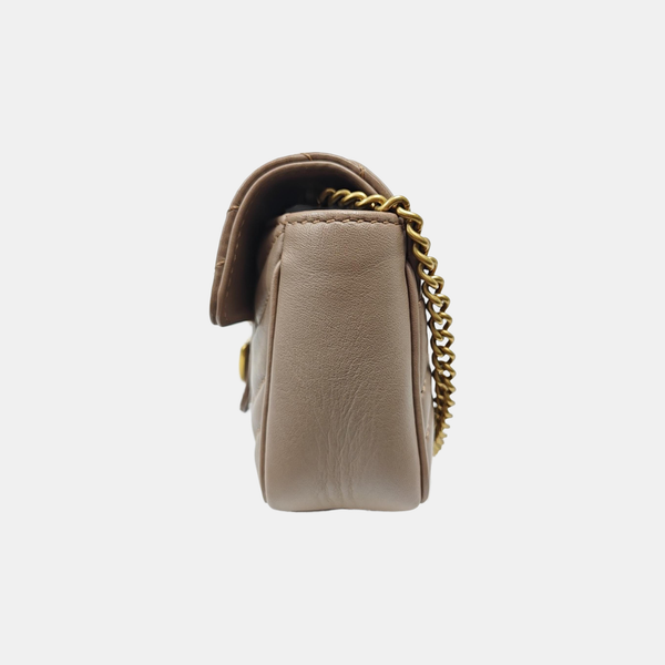 GG Marmont Mini Quilted Calfskin Beige