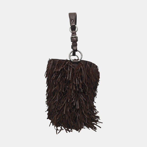 Lambskin Top Handle Bag Brown