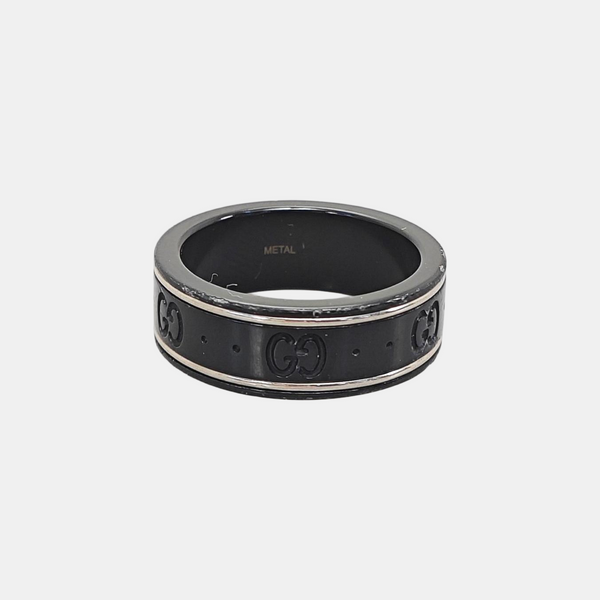 Icon 18k White Gold Black Ring EU 53