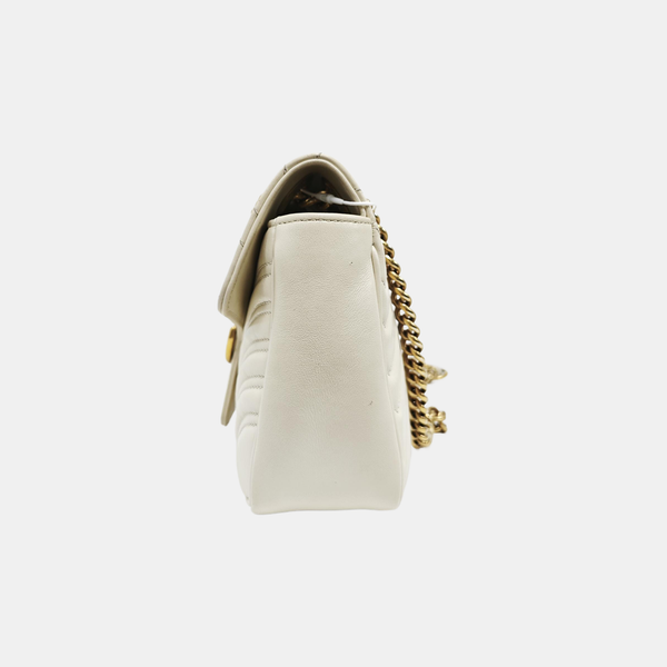 GG Marmont Medium Quilted Calfskin White