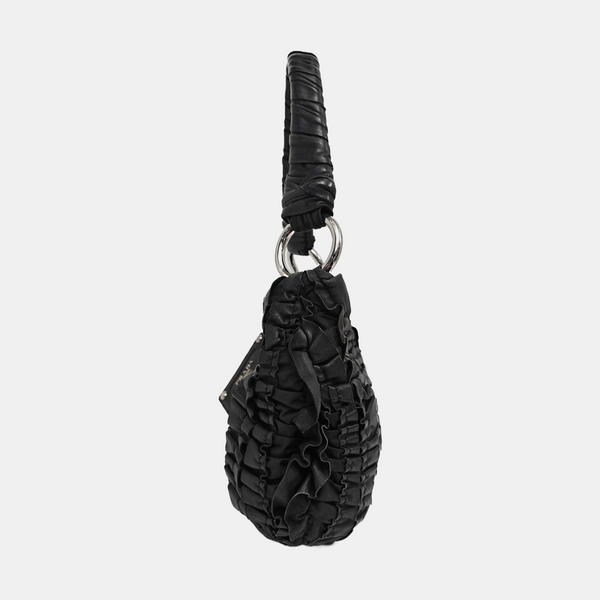 Quilted Calfskin Top Handle Bag Black