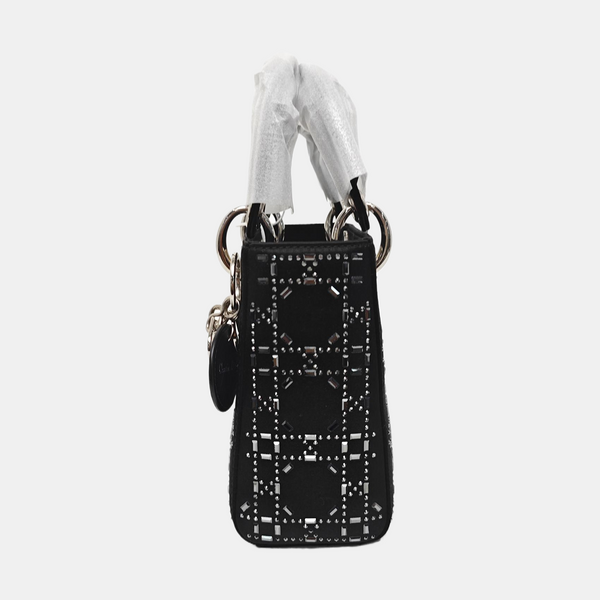 Lady Dior Mini Cannage Silk Satin Black
