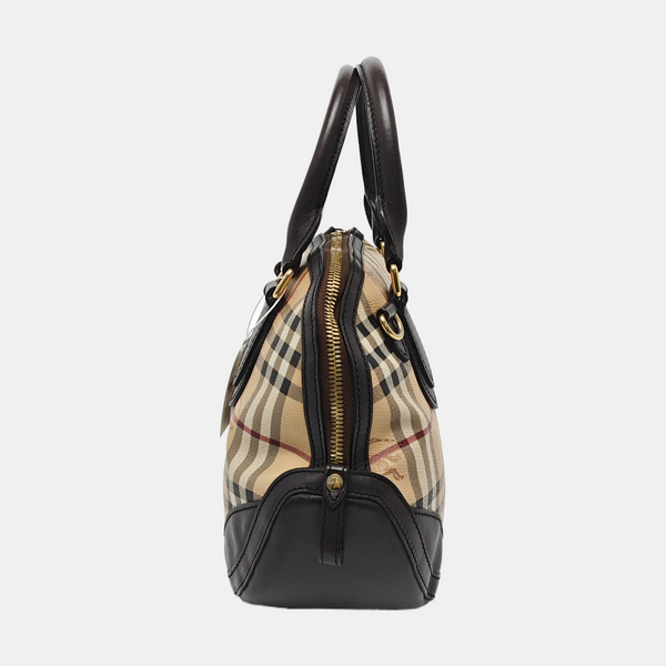 Coated Canvas Top Handle Bag Small Beige