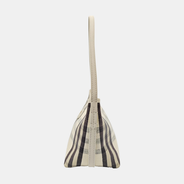 Coated Canvas Top Handle Bag White
