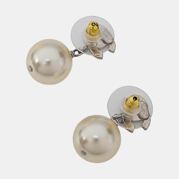CC Logo Metal Silver Stud Earrings