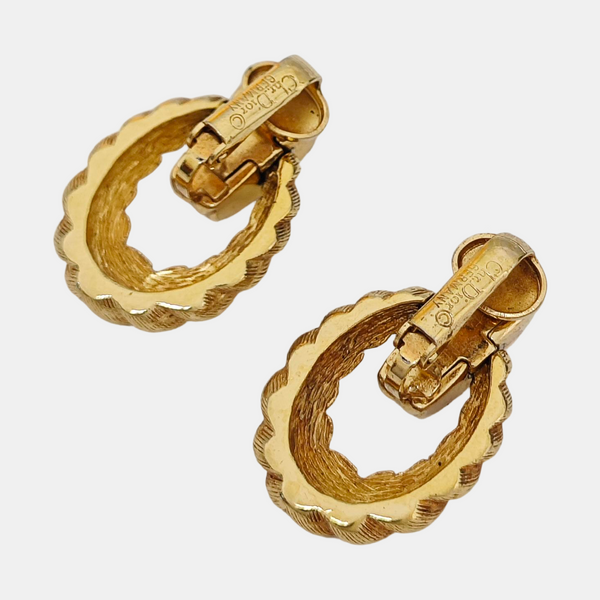 Twist Round Metal Gold Clip On Earrings