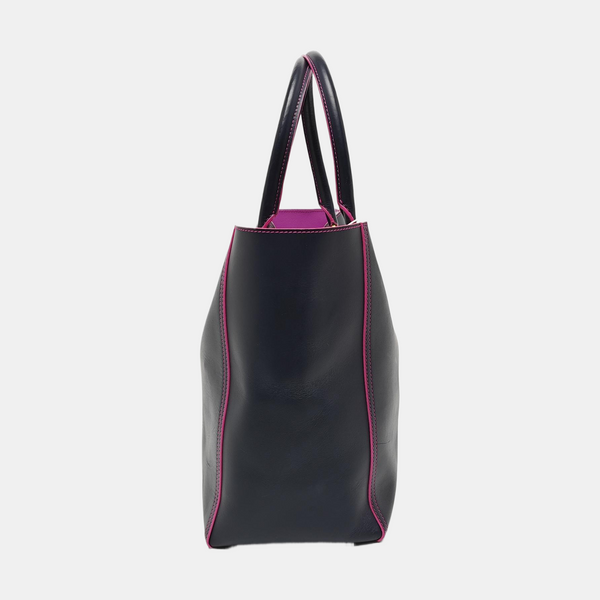 Leather Tote Bag Blue