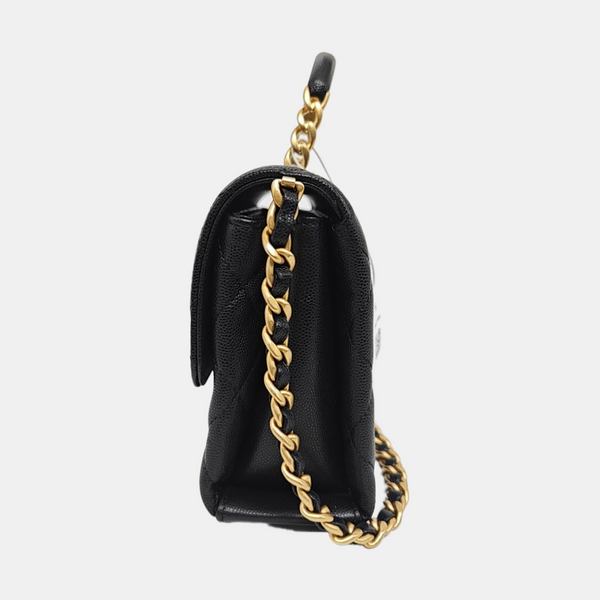Carry Me Small Quilted Grained Calfskin Black