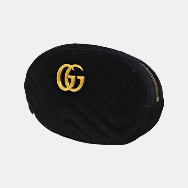 GG Marmont Super Mini Quilted Velvet Black