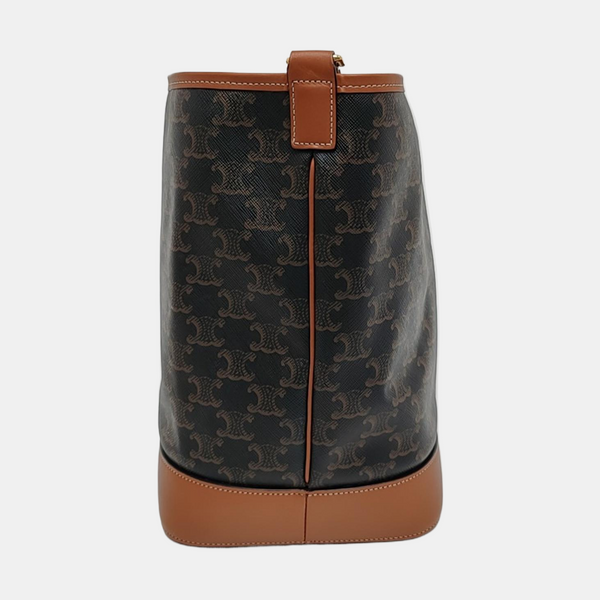Authenticated pre-owned TRIOMPHE CANVAS Medium Coated Canvas Brown - Bucket Bag at Looply