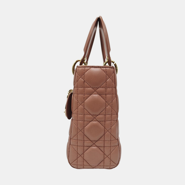 Lady Dior Small Cannage Lambskin Beige