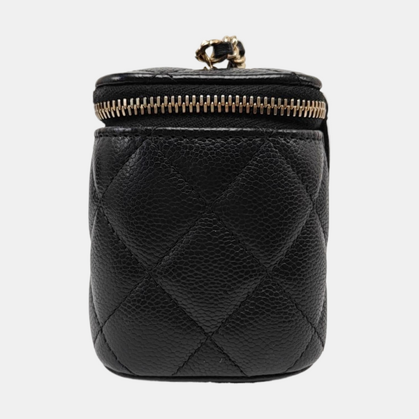VANITY CASE Mini Quilted Grained Calfskin Black