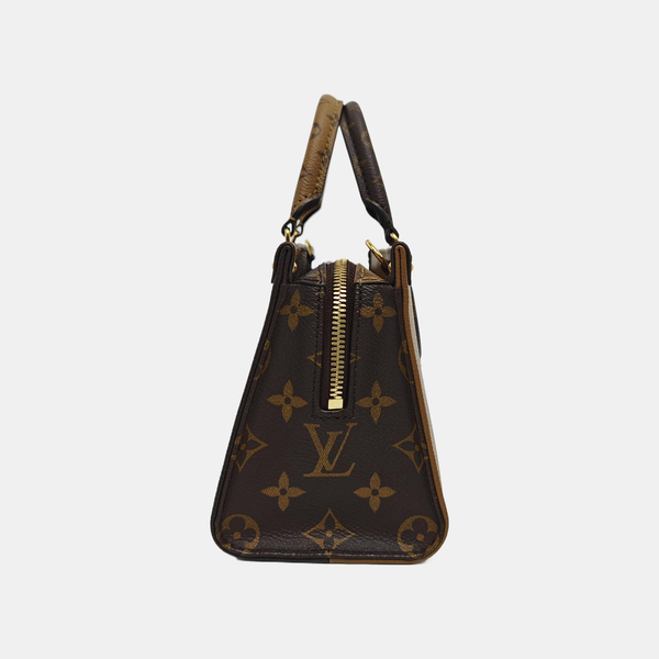 ONTHEGO EAST WEST PM Monogram Coated Canvas Brown