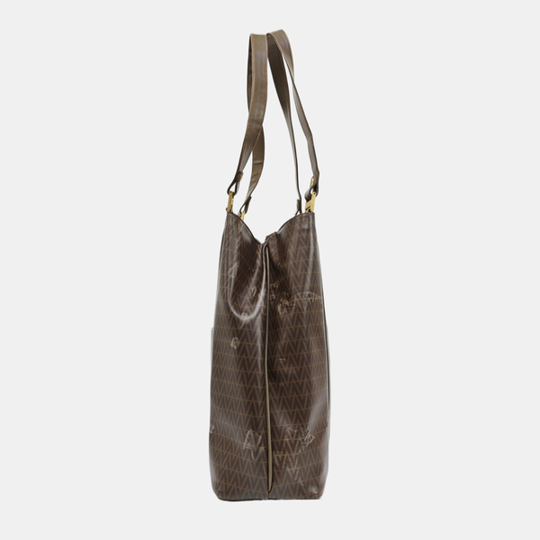Coated Canvas Tote Bag Large Brown