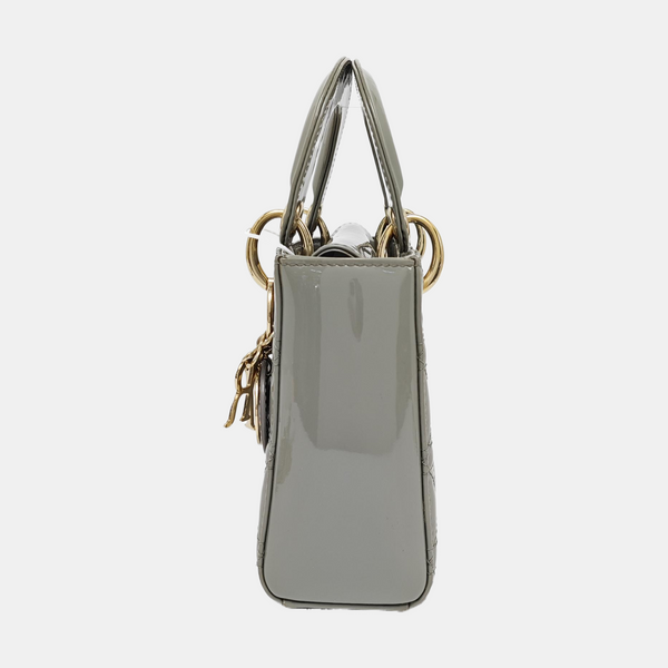 Lady Dior Mini Cannage Patent Leather Green