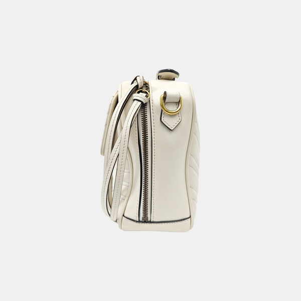 GG Marmont Medium Quilted Calfskin White