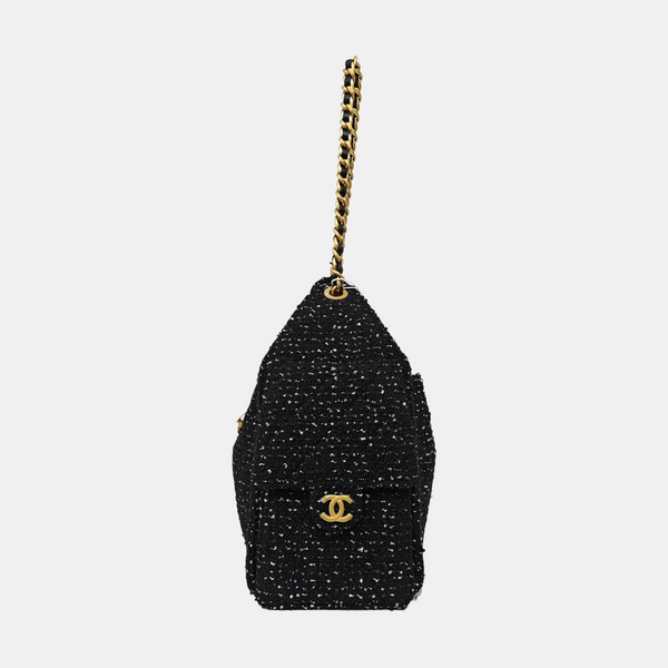 CHANEL 25 Medium Quilted Fabric Black