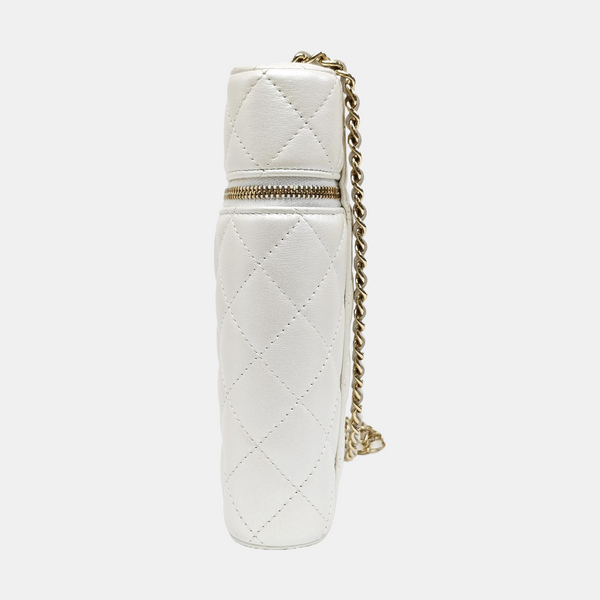 Quilted Calfskin Shoulder Bag White