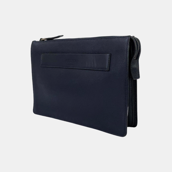 Pouch Quilted Calfskin Blue
