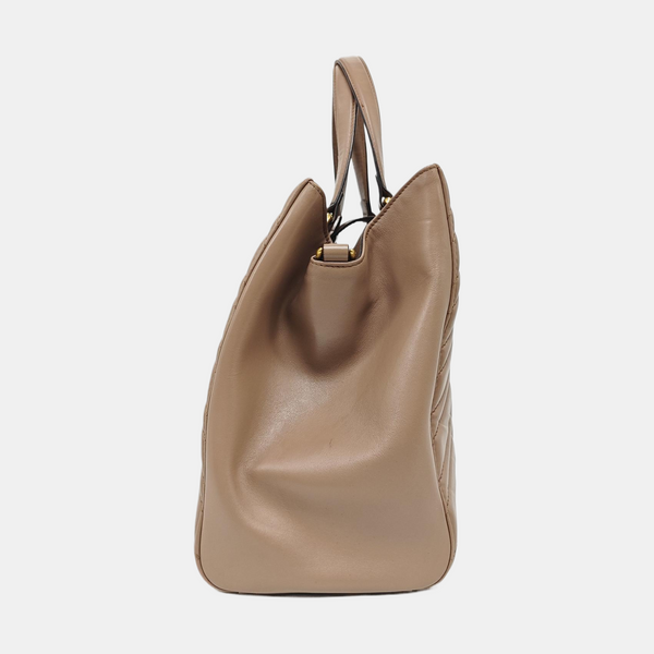 Authenticated pre-owned GG Marmont Quilted Calfskin Beige - Tote Bag at Looply
