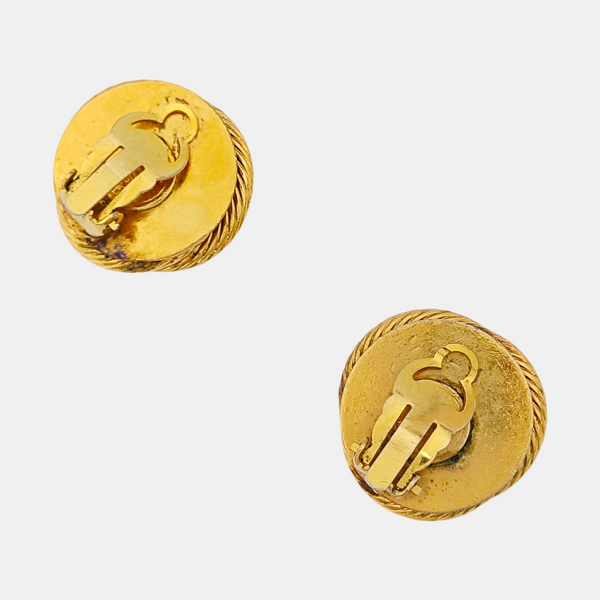 Vintage Metal Gold Clip On Earrings