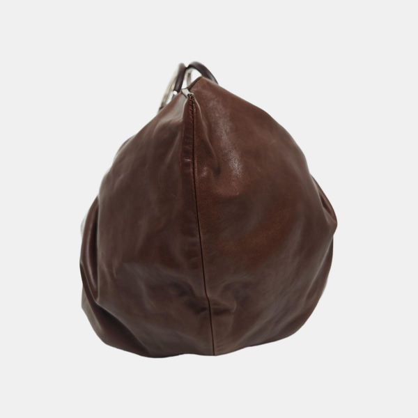 Calfskin Top Handle Bag Brown