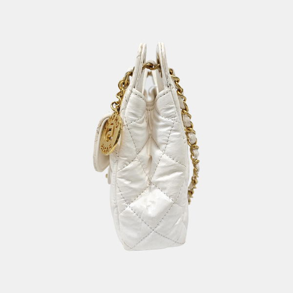 23C HOBO Small Quilted Calfskin White