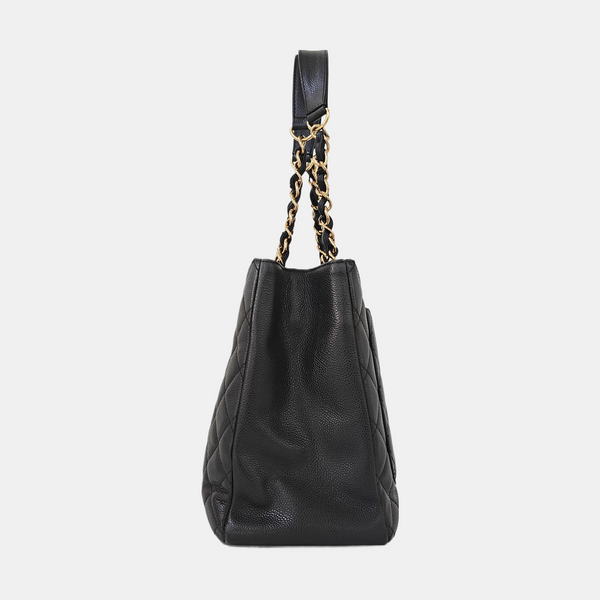 CHANEL GST Large Quilted Grained Calfskin Black