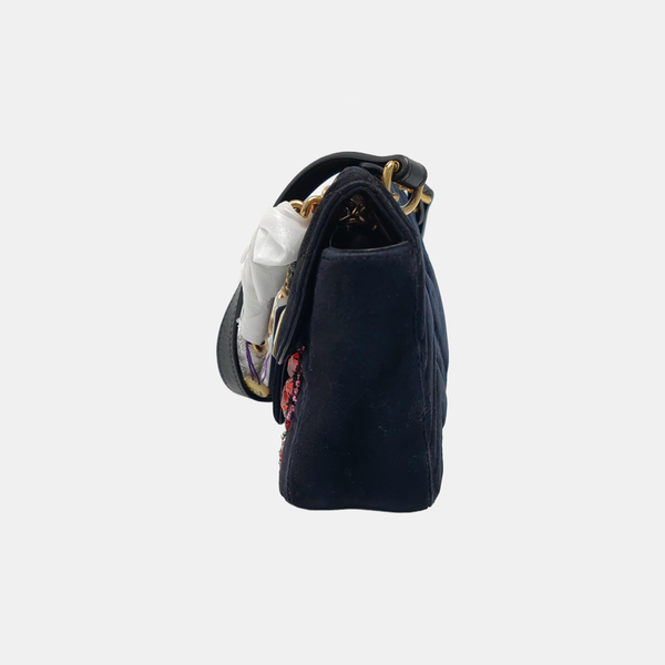 GG Marmont Small Quilted Velvet Black
