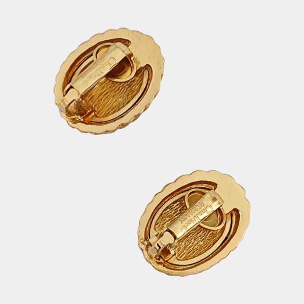 Twist Round Metal Gold Clip On Earrings
