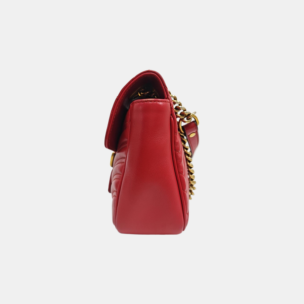 GG Marmont Medium Quilted Calfskin Red