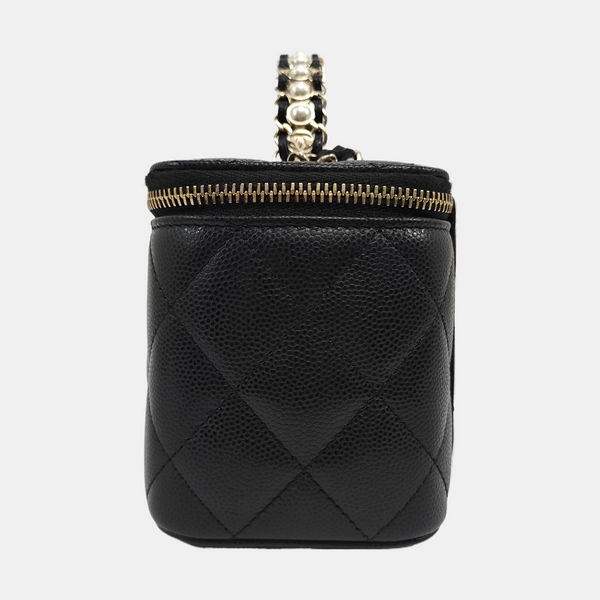 VANITY CASE Small Quilted Grained Calfskin Black